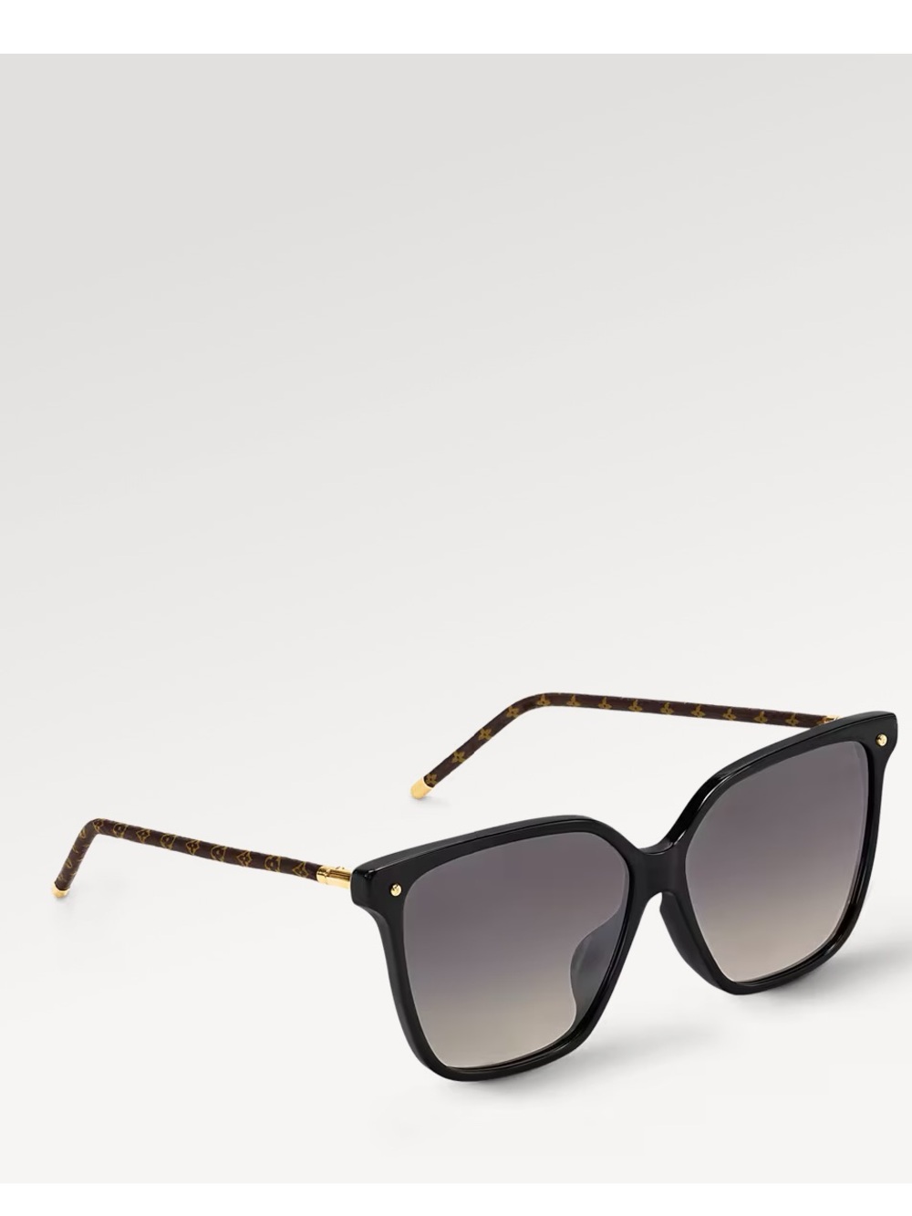 AUTHENTIC LV Women's Black Sunglasses with Brown Patterned Arms
